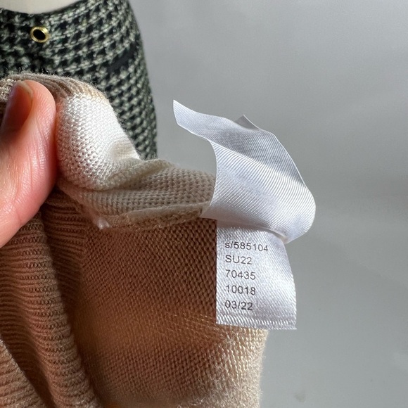 ANN TAYLOR Old Money Polo Cardigan Tan White 3/4 Sleeve Womens Small - Picture 8 of 8